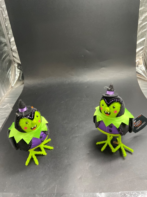 Photo 1 of Pack of 2 - Featherly Friends 'Spellma' Felt Bird Halloween Decorative Figurine - Hyde & EEK! Boutique
