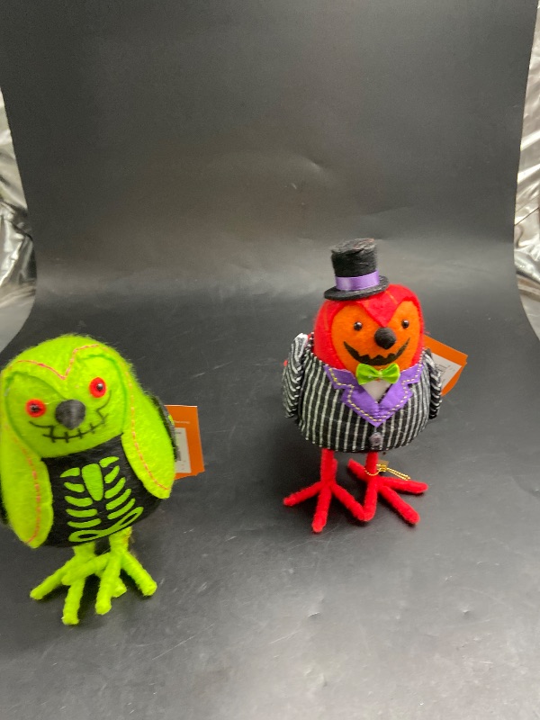 Photo 1 of Pack of 2 -Featherly Friends 'Gourdon' Felt Bird Halloween Decorative Figurine - Hyde & EEK! Boutique