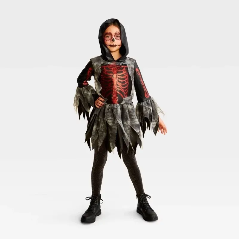 Photo 1 of Size  S - Mystic Red Glitter Halloween Costume Shiny Bones