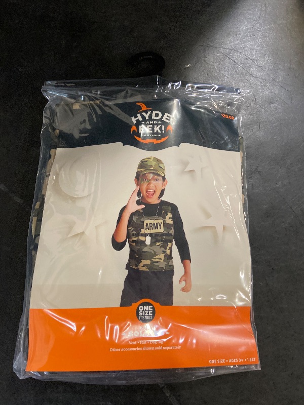 Photo 1 of One size Kids -NEW Soldier Kids Costume Accessories Vest Hat DogTags Dress up