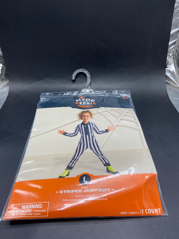 Photo 1 of Size L - Boys Girls Hyde & Eek Striped Jumpsuit Costume