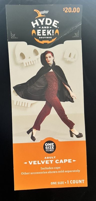 Photo 1 of One Size Fits Most- Adult Velvet Black Halloween Costume Cape  - Hyde & EEK! Boutique 