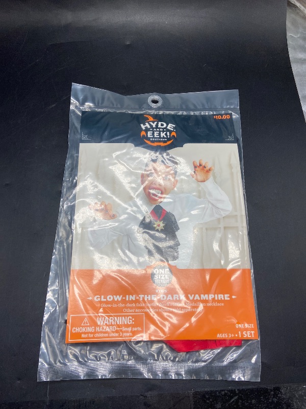 Photo 1 of  One Size Fits Most- Kids' Vampire Glow In The Dark Halloween Costume Kit - Hyde & EEK! Boutique 