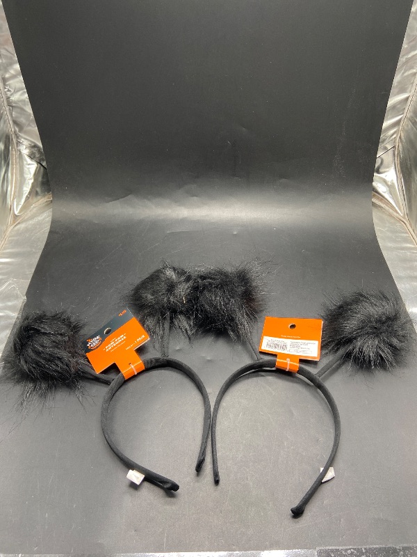 Photo 1 of 2 item Bundle - Black Deluxe Fuzzy Pom Pom Antennae Headband