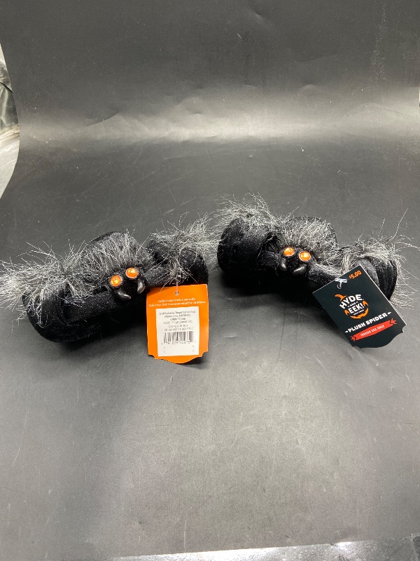 Photo 1 of Pack of 2 - Plush Spider Black Halloween Decorative Prop - Hyde  EEK! Boutique