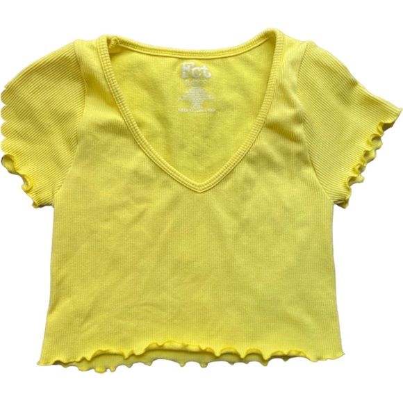 Photo 1 of art class Yellow XL - Girls' Short Sleeve Seamless Cinch Front Cropped Top 