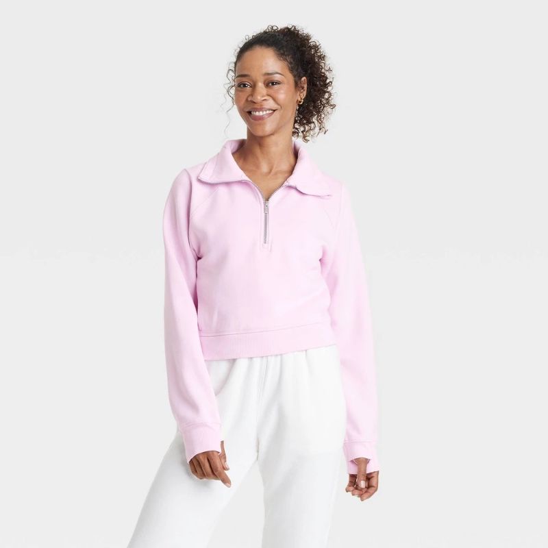 Photo 1 of Light Pink XS - Women's Fleece Half Zip Pullover Sweatshirt - All in Motion