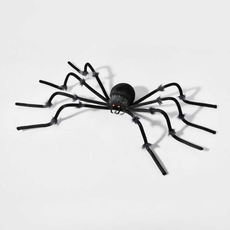 Photo 1 of Hyde and EEK! Boutique Halloween 50" Plush Black Spider Outdoor Decorative Prop