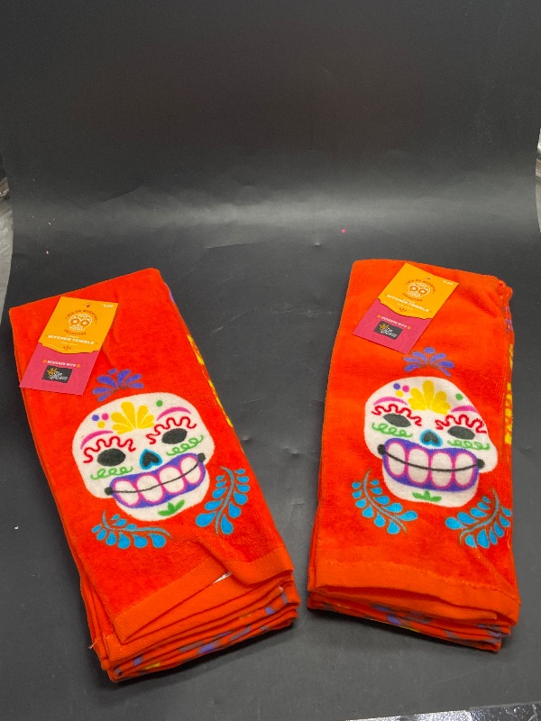 Photo 1 of Dia De Muertos Collection 2 Pack SUGAR SKULL COTTON HAND TOWEL