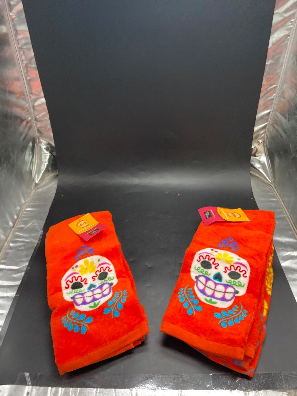 Photo 1 of   2 Pack  - Dia De Muertos Collection SUGAR SKULL COTTON HAND TOWEL