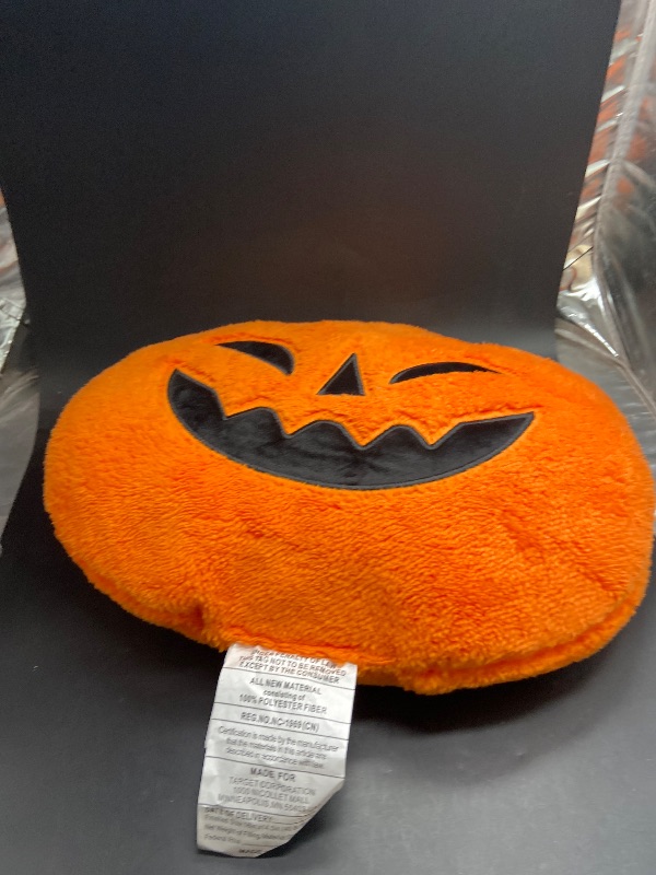 Photo 1 of Pumpkin Shaped Halloween Faux Shearling Pillow Orange - Hyde and EEK! Boutique
