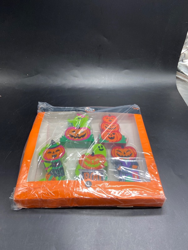 Photo 1 of Wood Pumpkins Mini Mantle Halloween Decorative Figurine Set
