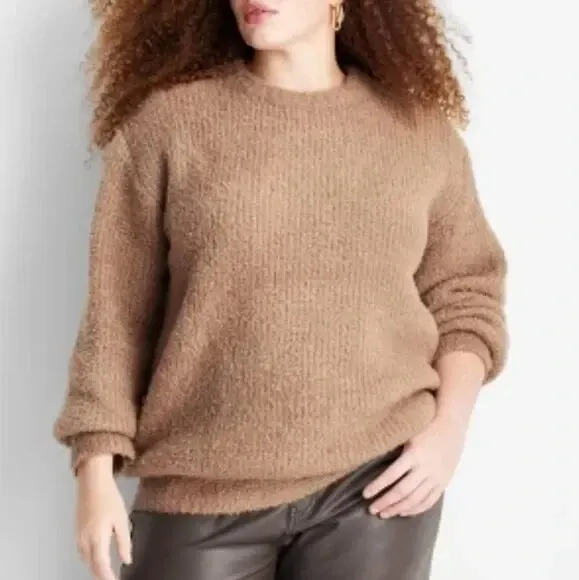 Photo 1 of M Women's Crewneck Relaxed Teddy Sweater - Future Collective Tan 