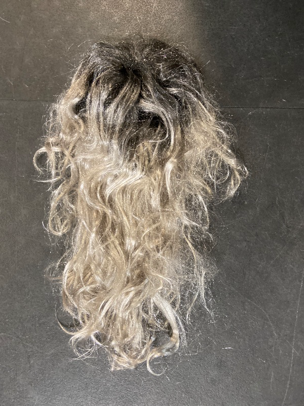 Photo 1 of Long Curly Wavy Grey Wigs for Men Synthetic Natural Party Halloween Cosplay Hair Wig