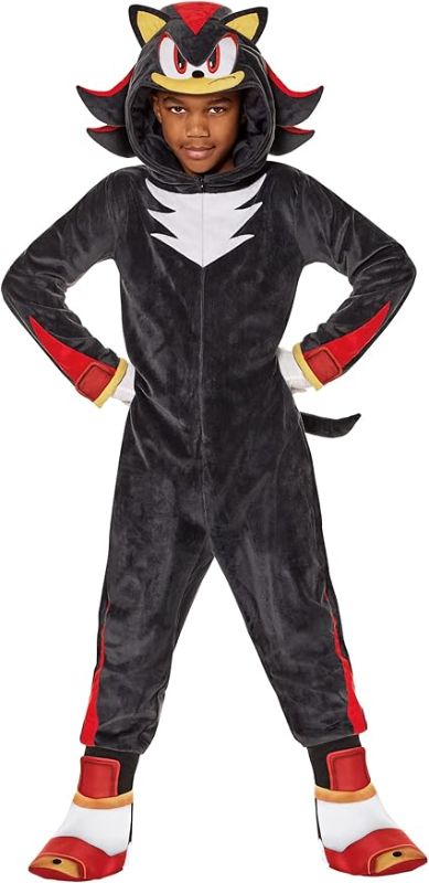 Photo 1 of Size large - 10 -13 Spirit Halloween Sonic the Hedgehog Kids Shadow Jumpsuit Costume | Officially Licensed |Gaming Costume | Shadow Cosplay