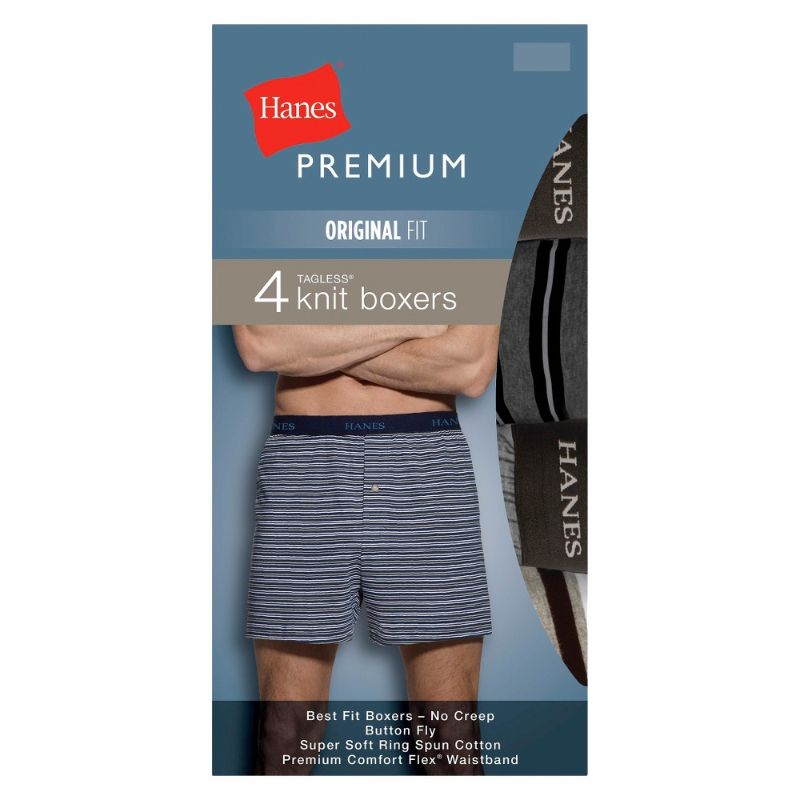 Photo 1 of Size (S) Hanes Premium Men's 4pk Knit Boxers - Blue/Black 