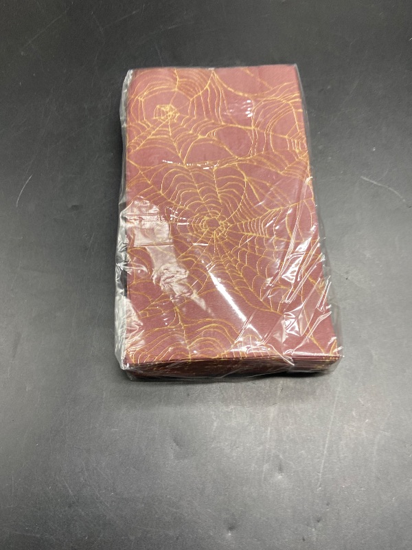 Photo 1 of 20ct Halloween Paper Disposable Dinner Napkins Dark Red - Threshold: Haunted House Theme, Web Pattern, Guest Towels