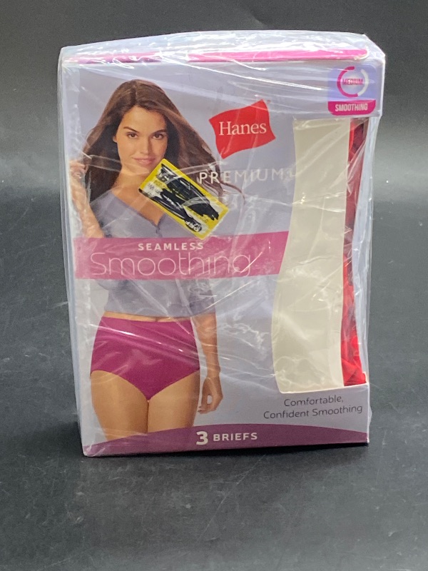 Photo 1 of Size  Mid Rise Knit - Hanes Premium Women's 3pk Smoothing Seamless Briefs Underwear - Basic Pack Beige/Light Brown/Black 7: