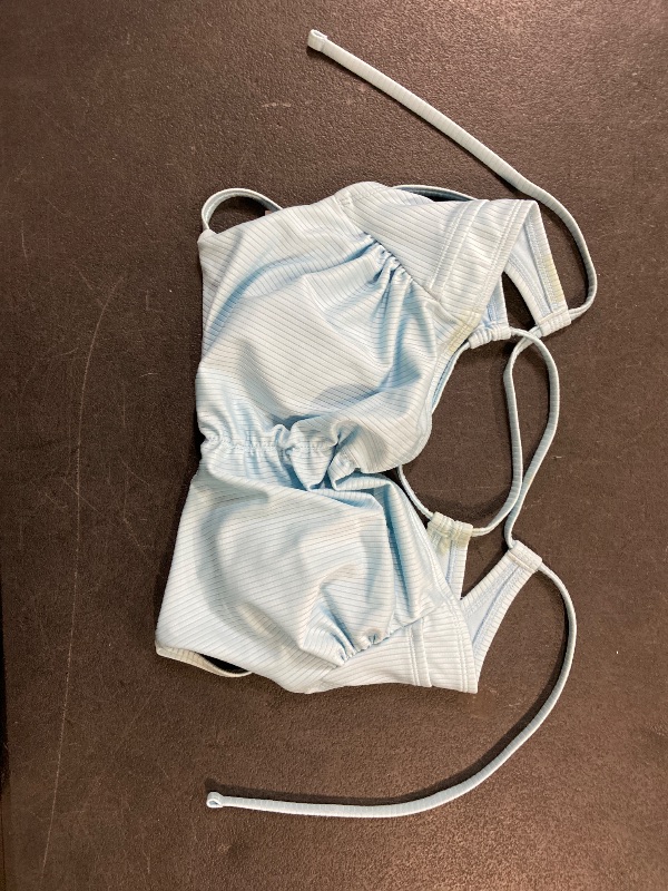 Photo 1 of  Blue 36C - Women's Ribbed Longline Underwire Bikini Top