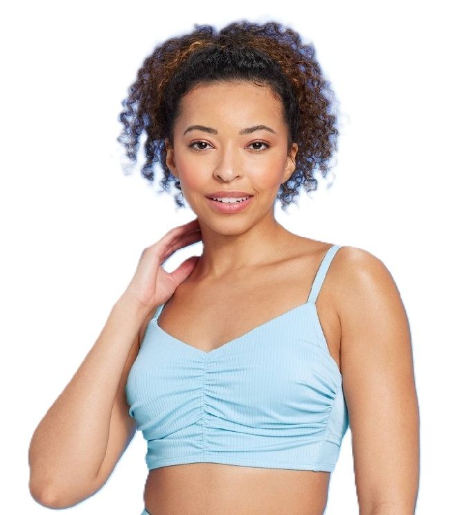 Photo 1 of  Blue 36C - Women's Ribbed Longline Underwire Bikini Top