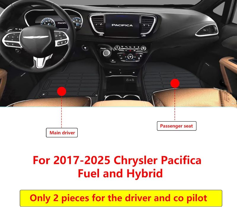 Photo 1 of Floor Mat for 2017-2025 Chrysler Pacifica / 2020-2024 Voyager, TPE All-Weather Set Floor Liners?Custom Fit Non Slip-car mats Accessories, 1st Row