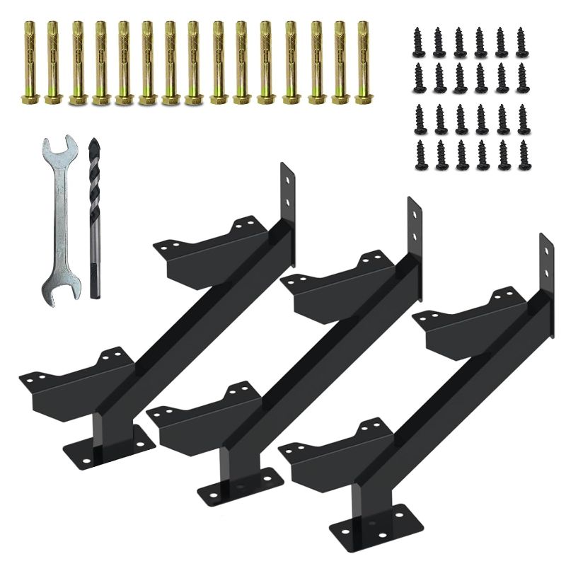 Photo 1 of 3 Pack Steel Stair Stringer, 2 Steps Stair Riser, Outdoor Metal Step Stringers for 14.8 Inch Height Deck.