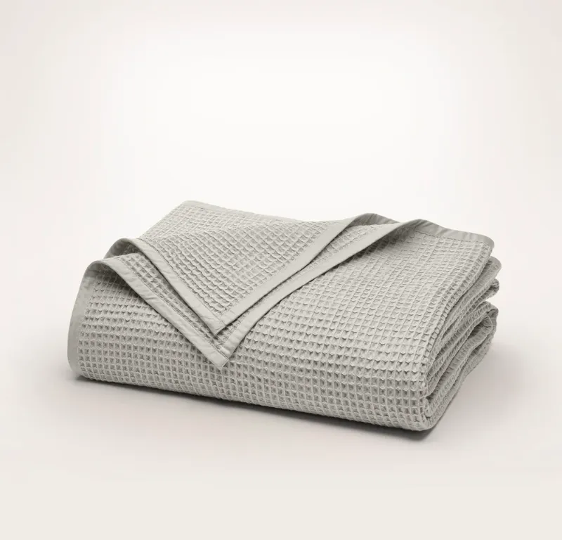 Photo 1 of (K) 100% Cotton Waffle Weave Bed Blanket | Soft, Breathable, and Lightweight Blanket for All-Season | Perfect for Layering | Brielle Collection (King, Light Grey)