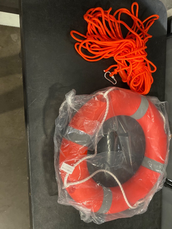 Photo 1 of 28/23 Inch Boat Safety Throw Ring Set, 98.4FT Floating Lifesaving Rope, 2.5/1.5 KG International Standard, Outdoor Professional Throwing Ring Rope Rescue Lifeguard Lifesaving