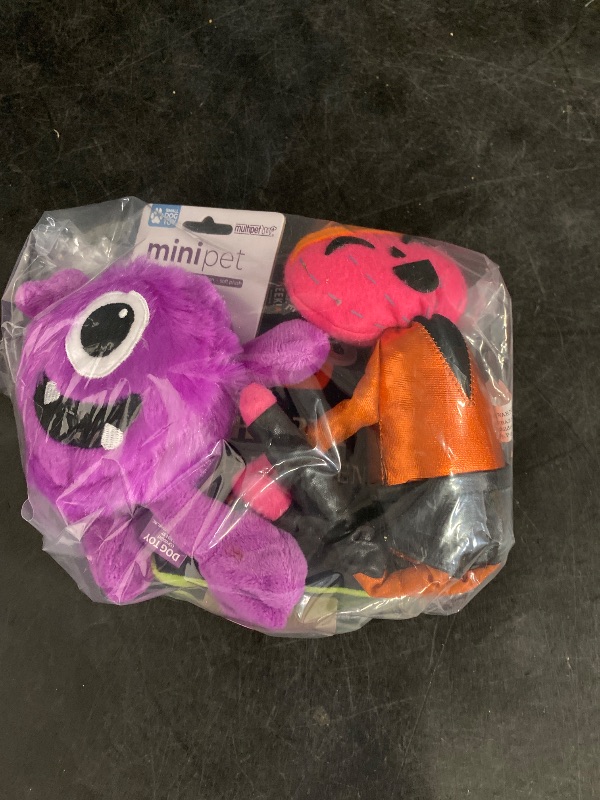 Photo 1 of Multipet Minipet Plush Monster Dog Toy 5", Tombstone dog toy, Pumpkin jack dog toy