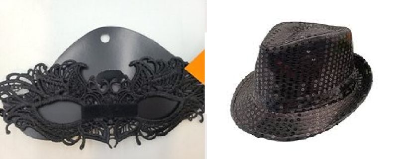 Photo 1 of Adult Sequin fedora & Masquerade Mask