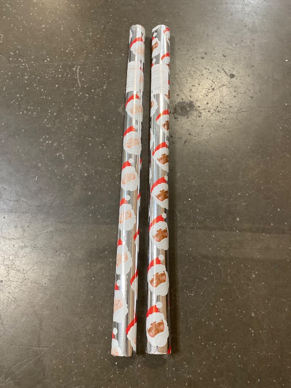 Photo 1 of (2Pk) 25 Sq Ft Santa Metallic Christmas Gift Wrap Silver