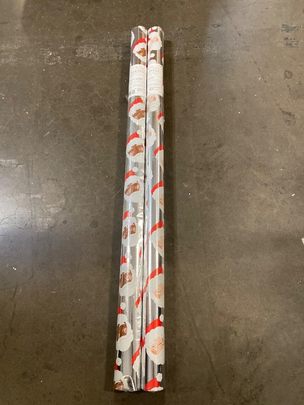 Photo 1 of (2Pk) 25 Sq Ft Santa Metallic Christmas Gift Wrap Silver