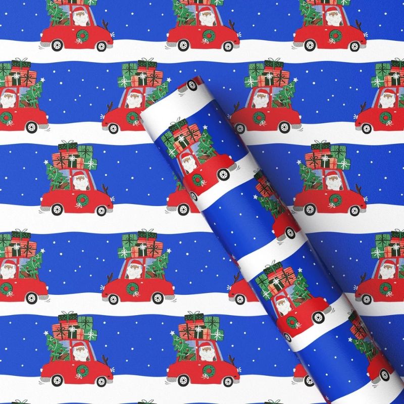 Photo 1 of (3) 50 Sq Ft Santa's Car Christmas Gift Wrap Blue - Wondershop (75 sq ft. all together)