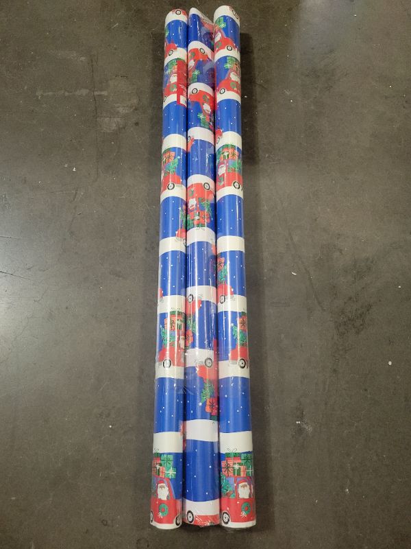 Photo 1 of (3) 50 Sq Ft Santa's Car Christmas Gift Wrap Blue - Wondershop (75 sq ft. all together)