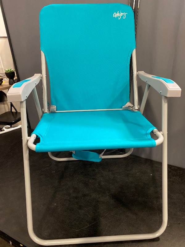 Photo 1 of #WEJOY Folding Beach Chair for Adults, Lightweight Beach Chair with Shoulder Straps, High Back Beach Chairs with Hard Armrest, Supports 300lbs for Beach Lawn Concert