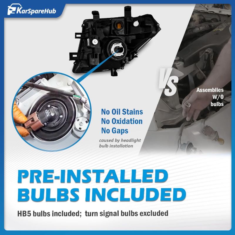 Photo 1 of KarSpareHub Headlights for 2005-2007 Nissan Pathfinder, 2005-2008 Nissan Frontier, For Halogen Type Models Only (Bulbs included)
