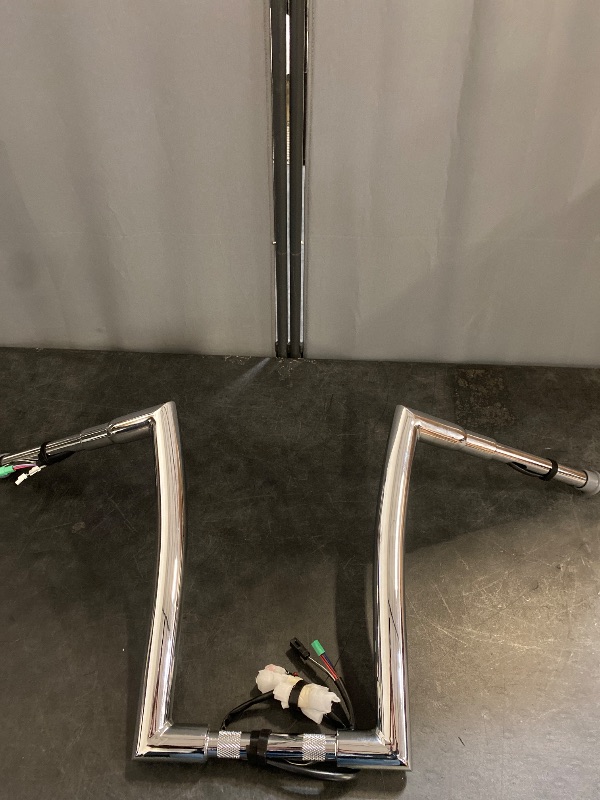 Photo 1 of 16" Rise Pre-Wired Ape Hangers Handlebars 1 1/4" Fat 1" Clamp Meathook Monkey Bar Chrome Fit for Harley Touring Miter Cut 2013 Cvo 2016-2023 Street Glide Electra Glide Ultra Limited