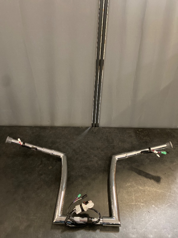 Photo 1 of 16" Rise Pre-Wired Ape Hangers Handlebars 1 1/4" Fat 1" Clamp Meathook Monkey Bar Chrome Fit for Harley Touring Miter Cut 2013 Cvo 2016-2023 Street Glide Electra Glide Ultra Limited