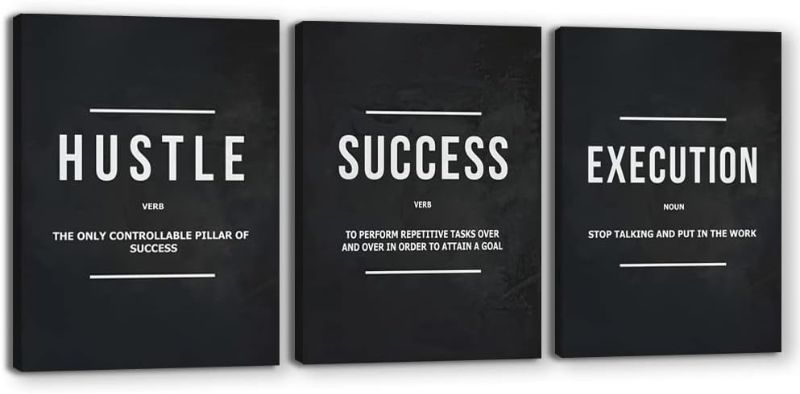 Photo 1 of Inspirational Poster Print Success Wall Art Motivational Entrepreneur Goals Quotes Wall Decor Work Hard Picture Painting Decoration Artwork for Office Bedroom Living Room 16inch x24inch x3pieces