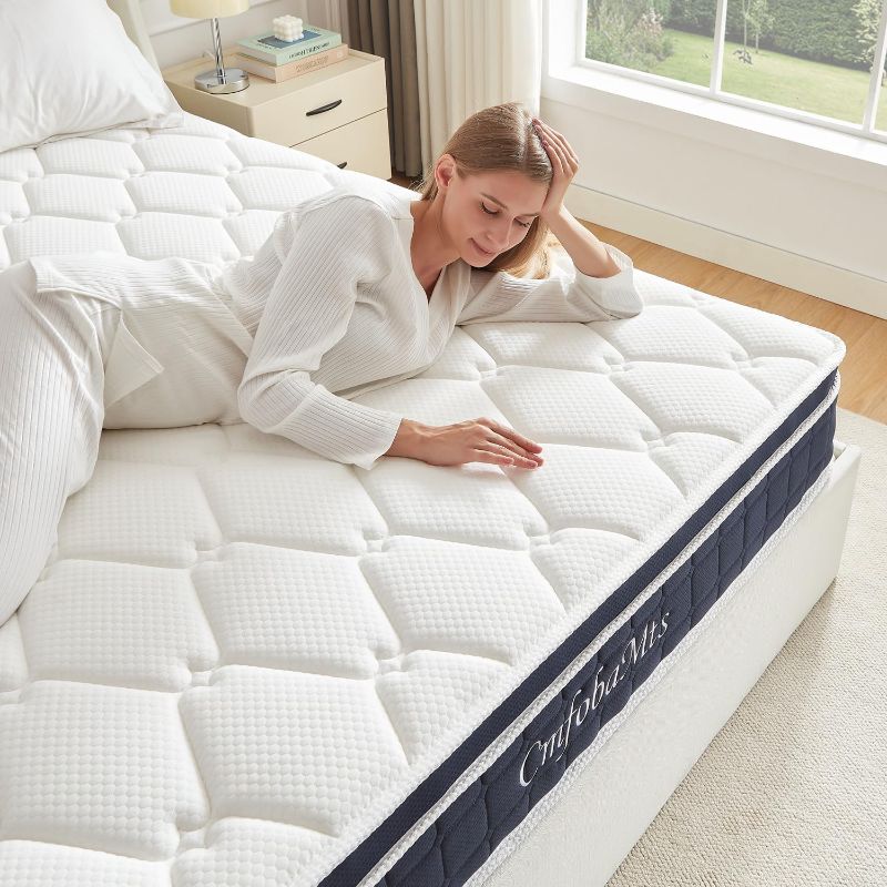 Photo 1 of 8 Inch Twin Mattress, Memory Foam Hybrid Mattress in a Box with Independent Spring for Motion Isolation and Pressure Relief, Comfortable Medium Firm