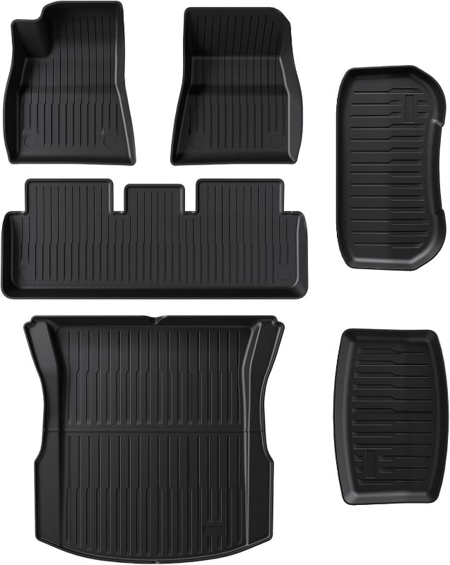 Photo 1 of 2021-2023 Tesla Model 3 Highland Floor Mats, Custom-Fit All-Weather TPE Full Set with Cargo Liner & Trunk Mat Accessories (2021-2023 Model 3 Full Floor Mat Kit Set of 6)