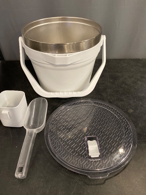Photo 1 of Insulated Ice Bucket with Lid; Double-Wall Vacuum Insulation Keeps ice Solid Longer; A Stylish and Functional Solution for Cocktail bar, Patio, or Outdoor Entertaining(White)