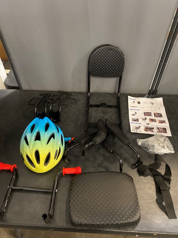 Photo 1 of Toddler Bike seat,Child Seat for Adult Bike, Rear Back Seat for Kids Back Mount, Seat for Kids Over 50 lbs, Rear Frame Mounted Baby Bike Seats Kids Safety with Kids' Helmet