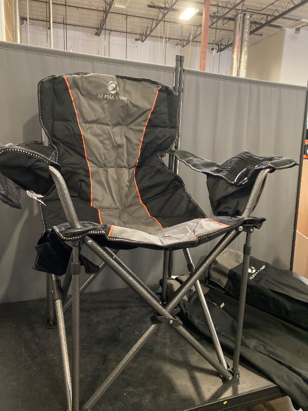 Photo 1 of LET'S CAMP Folding Camping Chair Oversized Heavy Duty Padded Outdoor Chair with Cup Holder Storage and Cooler Bag, 450 LBS Weight Capacity, Thicken 600D Oxford,2 Pack
