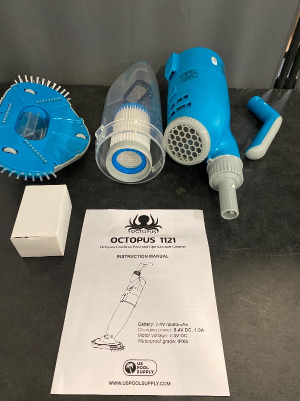 Photo 1 of U.S. Pool Supply Handheld Pool Vacuum Cleaner - Manual Rechargeable Pool Vacuum for Above Ground Pools, Hot Tub Spa Vac - Cordless, Powerful Suction, Inground, Scrub Brush Head, Cleaning Leaves Debris
