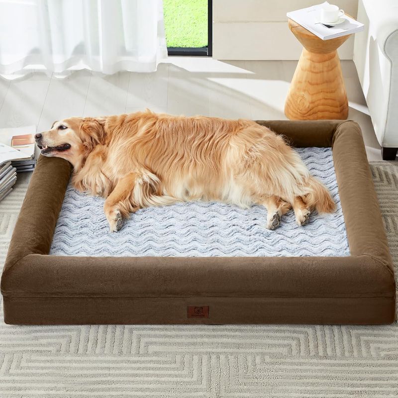 Photo 1 of WNPETHOME XXXL Big Dog Bed, Washable Dog Couch with Removable Waterproof Cover, Orthopedic Large Pet Sofa Bed with Bolster Sides for Sleeping