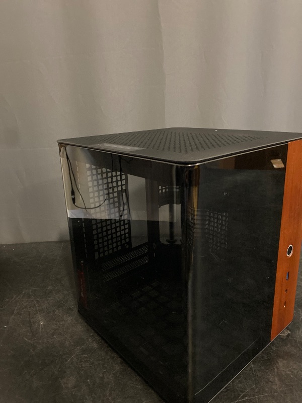 Photo 1 of JONSBO TK-0 Black ITX Mini Tower PC Case, Hyperboloid Glass Desktop Design,Separated Cabinet Structure, Al Alloy Shell DTX/ITX Walnut Wood Computer Case, Sff Case,Black