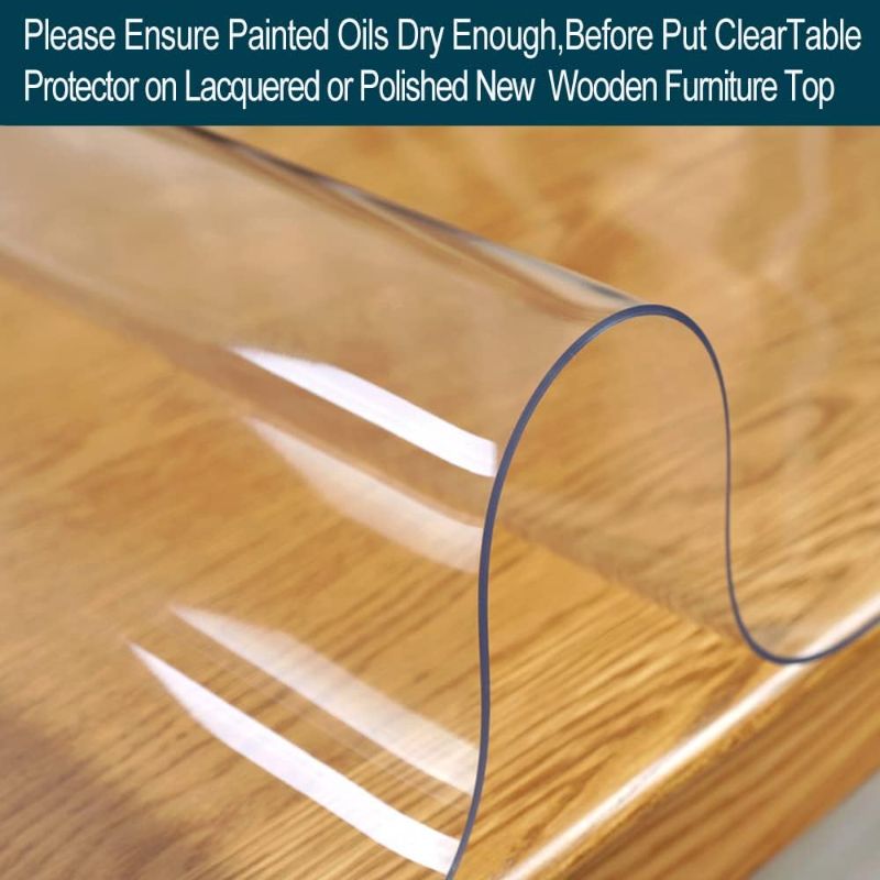 Photo 1 of Wadrac Round Clear Table Cover Protector Mat Sofa Side Dining Coffee End Tabletop Protector Plastic Table Pad Vinyl PVC Wipeable Water Resistant Furniture Protective Pad Easy Clean Circle 24 Inch Dia