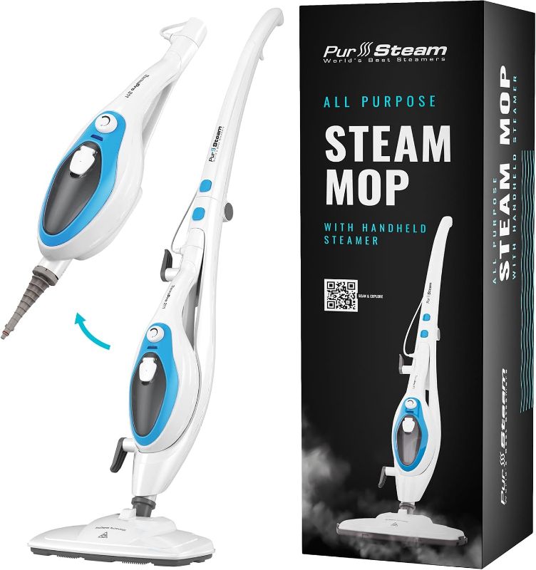 Photo 1 of PurSteam 10-in-1 Steam Mop Multipurpose Floor Cleaner for Hardwood, Tile, Laminate & Carpet | Electric Mop with Detachable Handheld Steamer