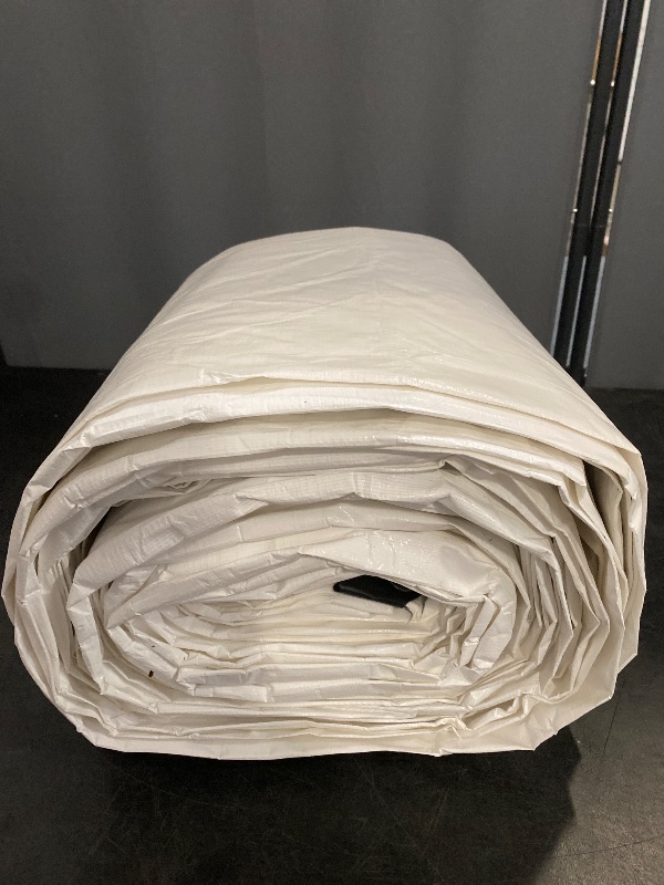 Photo 1 of Tarp 15x30 ft Heavy Duty 12mil 100% Waterproof High Durability Multipurpose,Uv Resistant,White Tarp Suitable for Swimming Pools, Boats, Camping, Courtyards, Etc -by MVPNET